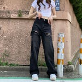 【新色追加!!】バッグダメージデニムストレートパンツ | me Jane | 詳細画像22