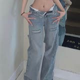 【新色追加!!】バッグダメージデニムストレートパンツ | me Jane | 詳細画像5