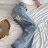 【新色追加!!】バッグダメージデニムストレートパンツ | me Jane | 詳細画像9