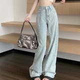 パール付きデニムストレートパンツ | me Jane | 詳細画像2 