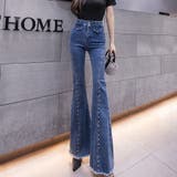 ビジュー付き裾フリンジフレアデニムパンツ | me Jane | 詳細画像7