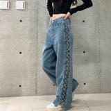 【新色追加】サイドカットアウトデニムストレートパンツ | me Jane | 詳細画像30