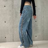 【新色追加】サイドカットアウトデニムストレートパンツ | me Jane | 詳細画像32