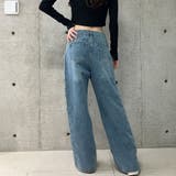 【新色追加】サイドカットアウトデニムストレートパンツ | me Jane | 詳細画像35