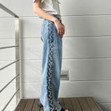 【新色追加】サイドカットアウトデニムストレートパンツ | me Jane | 詳細画像39