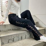 【新色追加】サイドカットアウトデニムストレートパンツ | me Jane | 詳細画像68