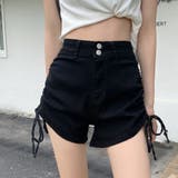 ブラック | サイドシャーリングリボンデニムショートパンツ | me Jane