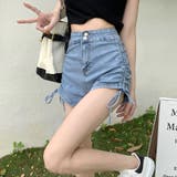 サイドシャーリングリボンデニムショートパンツ | me Jane | 詳細画像5