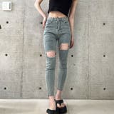 ダメージデニム8分丈スキニーパンツ | me Jane | 詳細画像3