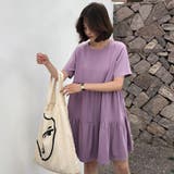 パープル | Tシャツティアードワンピース | me Jane