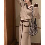 配色ニットトップス×ロングスカート 2点セット | me Jane | 詳細画像13