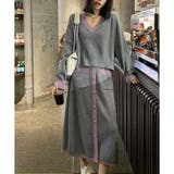 配色ニットトップス×ロングスカート 2点セット | me Jane | 詳細画像2