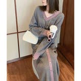 配色ニットトップス×ロングスカート 2点セット | me Jane | 詳細画像5