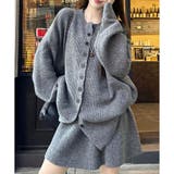 グレー | ニットカーディガン×スカート 2点セット | me Jane