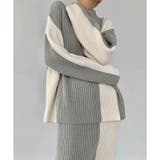 配色ニットトップス×スカート 2点セット | me Jane | 詳細画像4 