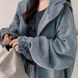 デニムフード付オーバーサイズブルゾン | me Jane | 詳細画像25 