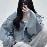 デニムフード付オーバーサイズブルゾン | me Jane | 詳細画像8 