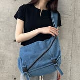 ブルー | デニム斜めZIPショルダーバッグ | me Jane
