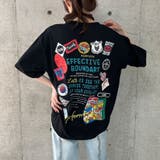 ブラック | バックワッペン&プリントデザインビックTシャツ | me Jane