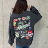 チャコールグレー | バックワッペン&プリントデザインオーバーサイズトレーナー | me Jane