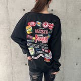 ブラック | バックワッペン&プリントデザインオーバーサイズトレーナー | me Jane