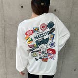 オフホワイト | バックワッペン&プリントデザインオーバーサイズトレーナー | me Jane