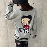 グレー | BETTY BOOP/Vネックオーバーサイズニットトップス | me Jane