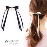 黒 | リボン ポニーフック フック ピン カフ ヘアアクセサリー おしゃれ 春 | Melody　Accessory