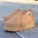 ブラウン | 4cmソール ボア 裏起毛 厚底ファースリッポン ☆6360 | LibertyDoll