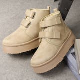 ベージュ | 4cmソール ボア 裏起毛 厚底ベルトファーブーツ ☆6365 | LibertyDoll