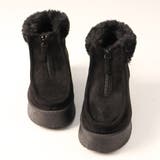ブラック | 4.5cmヒール 裏起毛 ボア 厚底ファーブーツ ☆6368 | LibertyDoll