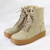 アイボリー | オフィス カジュアル レースアップブーツ ☆6400 | LibertyDoll