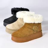 4.5cmヒール 裏起毛 ボア 厚底ベルトデザインムートンブーツ ☆6414 | LibertyDoll | 詳細画像3 