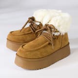 ブラウン | 4.5cmヒール 厚底折り返しファーレースアップブーツ ☆6415 | LibertyDoll