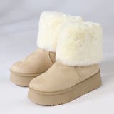 ベージュ | 4.5cmヒール 厚底ファーカバーブーツ ☆6416 | LibertyDoll