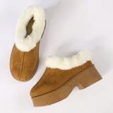 ブラウン | 6cmヒール 裏起毛 ボア ファー 厚底ムートンスリッポン ☆6420 | LibertyDoll