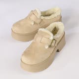 ベージュ | 6cmヒール 裏起毛 ボア ファー 厚底 ベルトムートンスリッポン ☆6421 | LibertyDoll