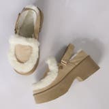 ベージュ | 6cmヒール 裏起毛 ボア バックベルトファースリッポン ☆6423 | LibertyDoll