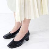ブラッククロコ | スクエアトゥ5cmチャンキーヒールパンプス ☆1136 | LibertyDoll