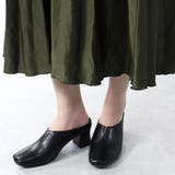 ブラック | スクエアトゥ5.5cmチャンキーヒールミュール ☆1163 | LibertyDoll