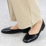 ブラッククロコ | 2wayVカットフラットパンプス154-1168 | LibertyDoll