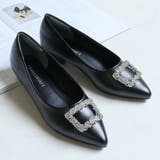 ブラックPU | 1.5cmヒール ポインテッドトゥビジューパンプス ☆1187 | LibertyDoll