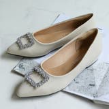 アイボリーPU | 1.5cmヒール ポインテッドトゥビジューパンプス ☆1187 | LibertyDoll