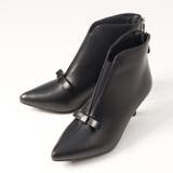 ブラックPU | 5.5cmヒール オフィス フォーマル Vカットブーティ ☆3615 | LibertyDoll