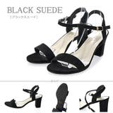 ブラックスエード | 7.5cmチャンキーヒール セパレートストラップサンダル ☆4066 | LibertyDoll