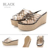 ブラック | 7.5cmウェッジヒール クリアサンダル ☆4108 | LibertyDoll