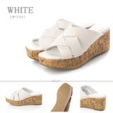 ホワイト | 7.5cm厚底ウエッジヒールクロスサンダル ☆4109 | LibertyDoll