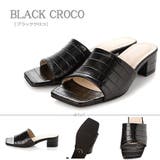 ブラッククロコ | ワンバンドチャンキーヒールクロコサンダル ☆4114 | LibertyDoll