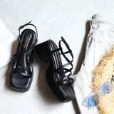ブラック | 厚底クロスストラップサンダル ☆4154 | LibertyDoll