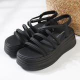 ブラック | 6cmヒール ワンピース セットアップ 厚底コードサンダル ☆4188 | LibertyDoll